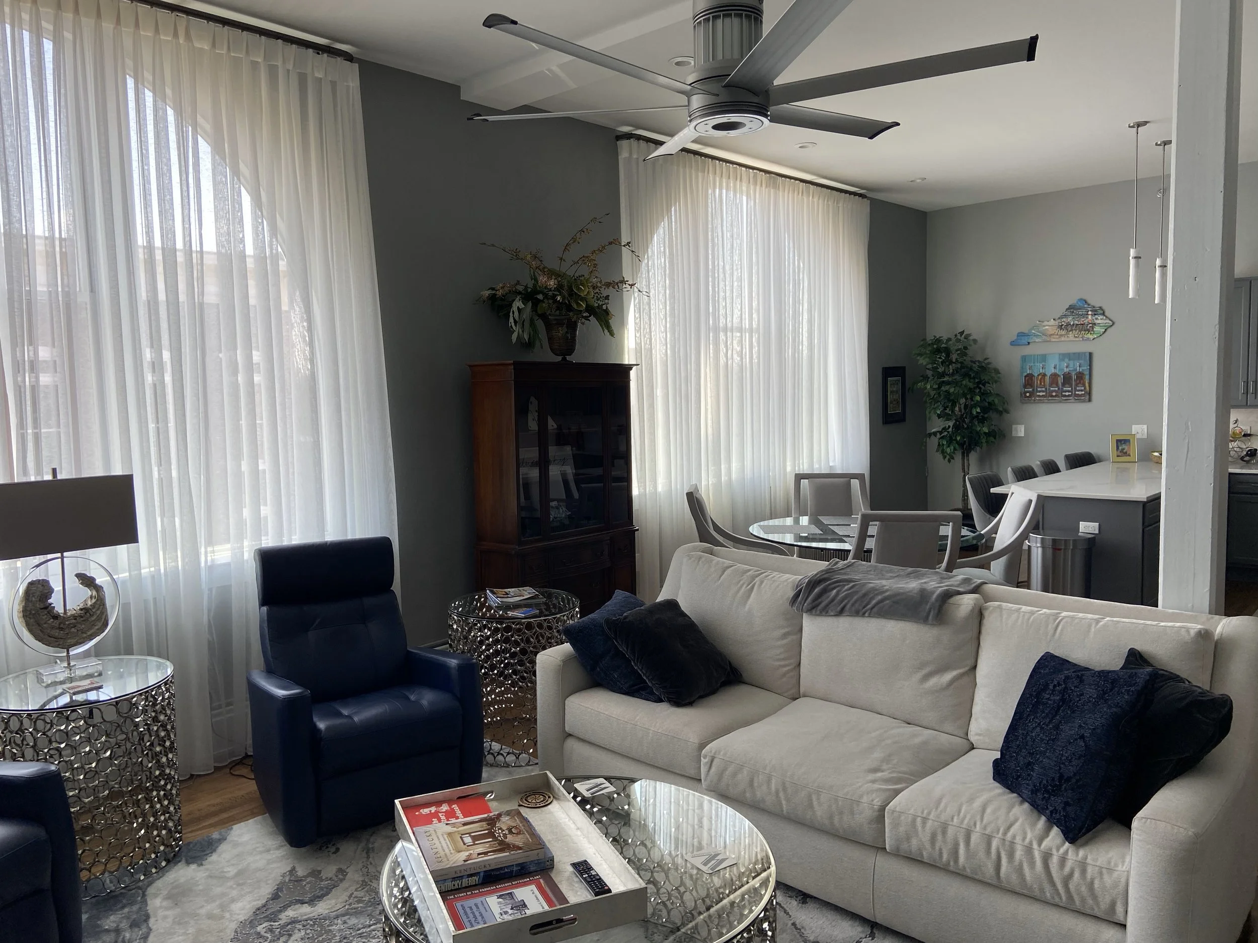 Furnished living and dining room